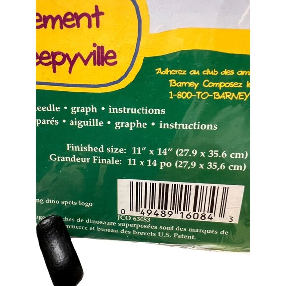 Barney Sleepyville Birth Announcement Counted Cross Stitch Kit 1997 Janlynn NEW - Picture 5 of 6